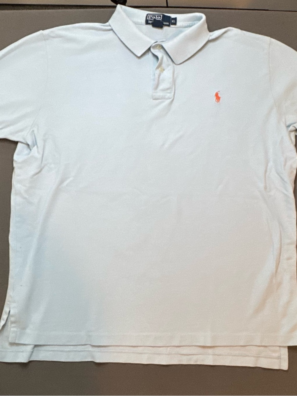 Ralph Lauren Men's Vintage Polo Shirt | Light Blue with Orange Pony Logo | XL
